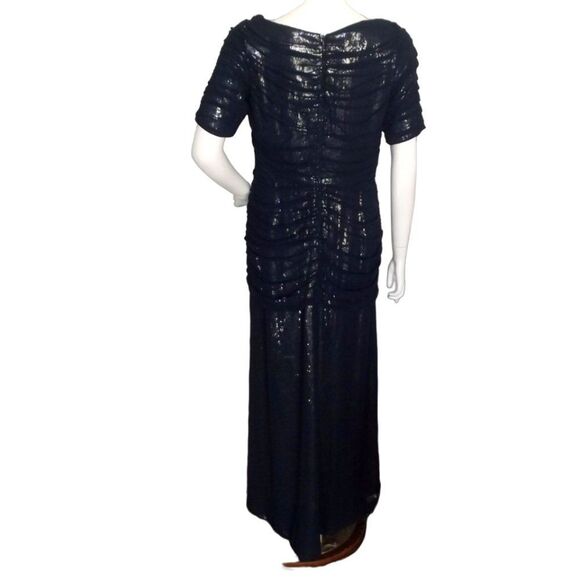 TADASHI SHOJI Gown/Dress, 10, Navy Blue Mesh/Sequins underneath, Cowl neck, SS - Picture 6 of 14